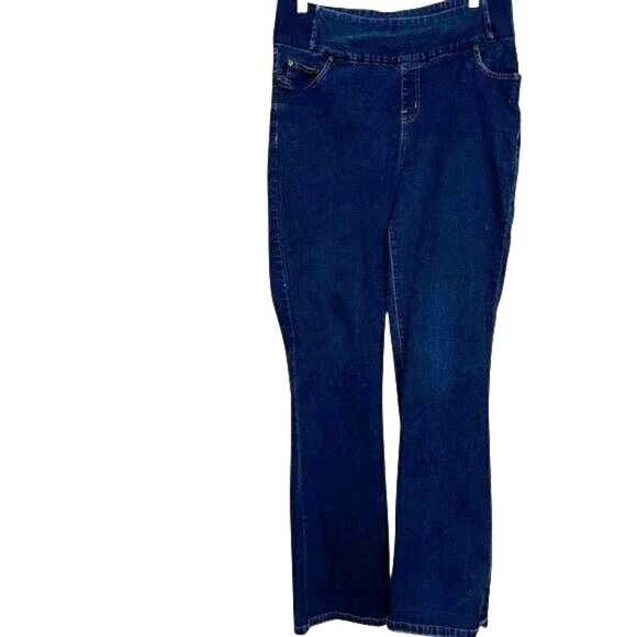 Woman Within Womens Blue Denim Stretch Jeans Size 12T Pull-On Style With Elastic - Picture 1 of 9